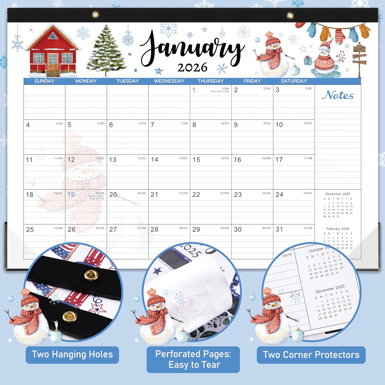 Desk Calendar 2025-2026, 18 Months Calendar 2025-2026, July 2025 - December 2026, 17" x 12", with Large Ruled Blocks for Planning - Image 2