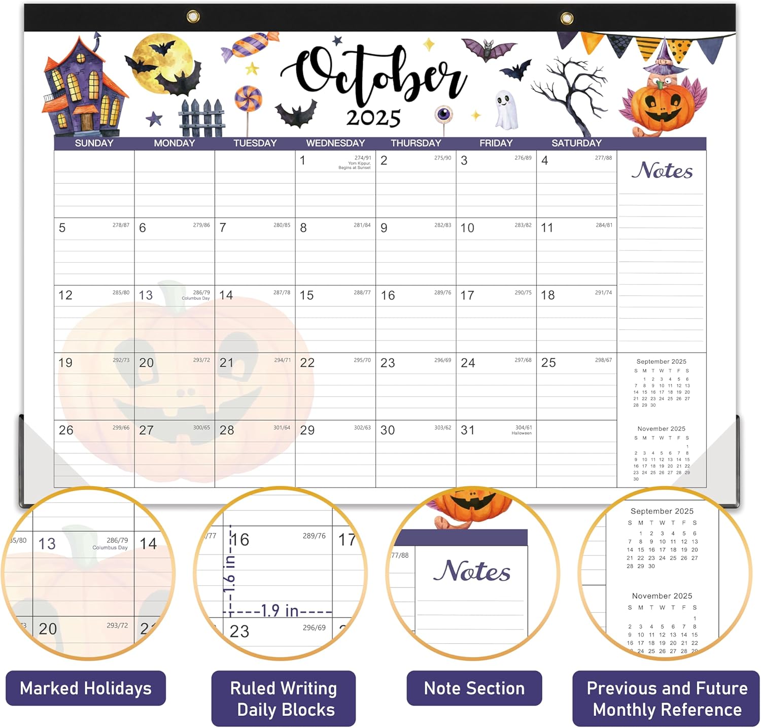 Desk Calendar 2025-2026, 18 Months Calendar 2025-2026, July 2025 - December 2026, 17" x 12", with Large Ruled Blocks for Planning - Image 3