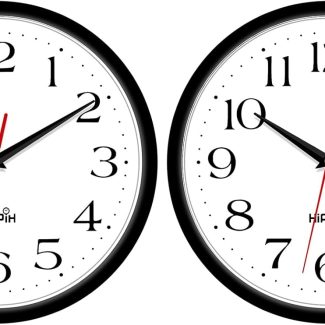HIPPIH 2 Pack Silent Wall Clock, 10 Inch Non Ticking Quiet Digital Sweep Decorative Battery Operated Wall Clocks for Living Room Bedroom Kitchen School Office Decor, Black