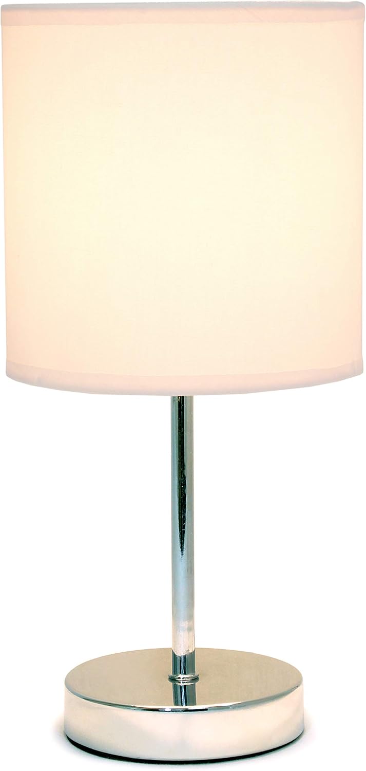 Simple Designs LT2007-BPK Chrome Mini Basic Table Lamp with Fabric Shade, Blush Pink - Image 3