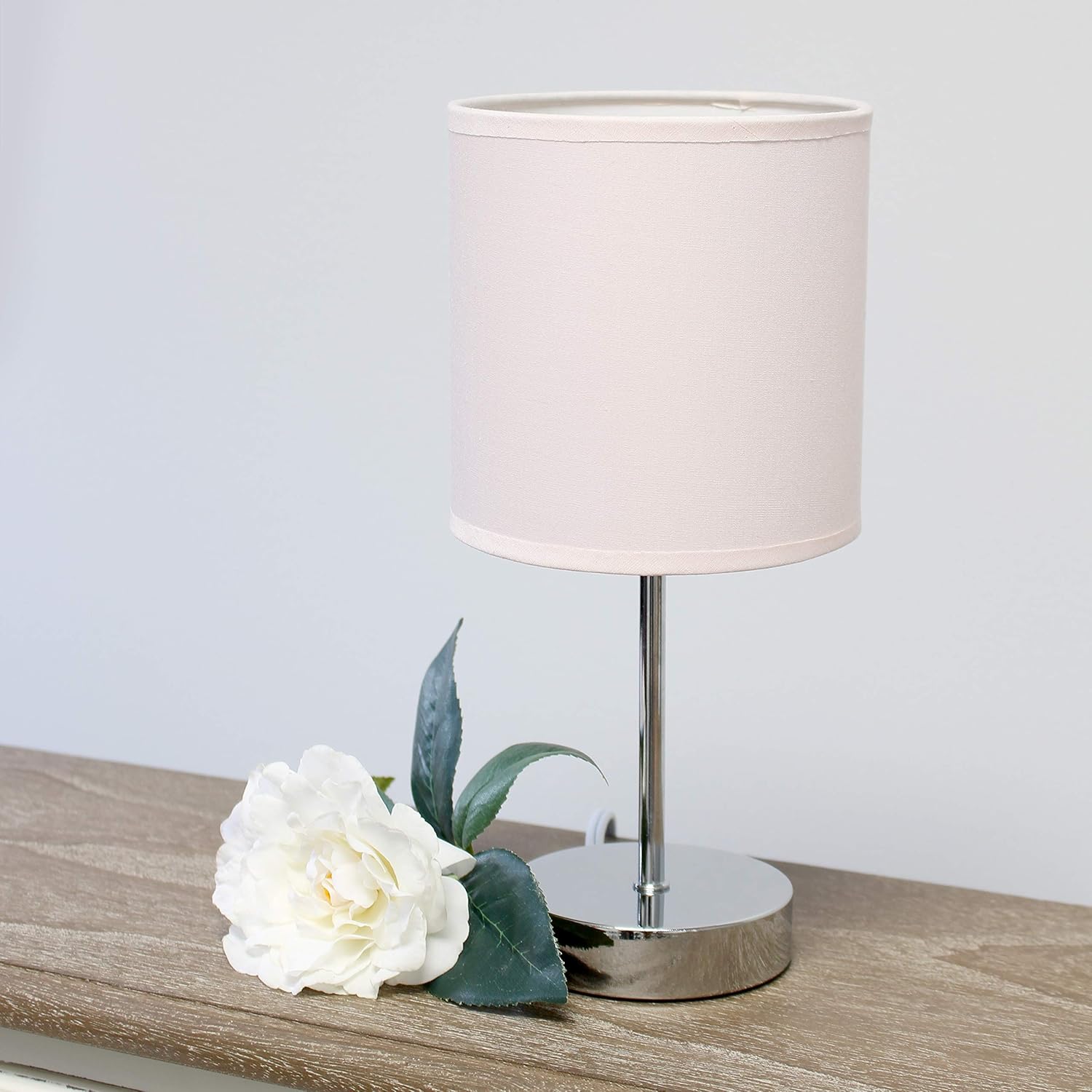Simple Designs LT2007-BPK Chrome Mini Basic Table Lamp with Fabric Shade, Blush Pink - Image 5