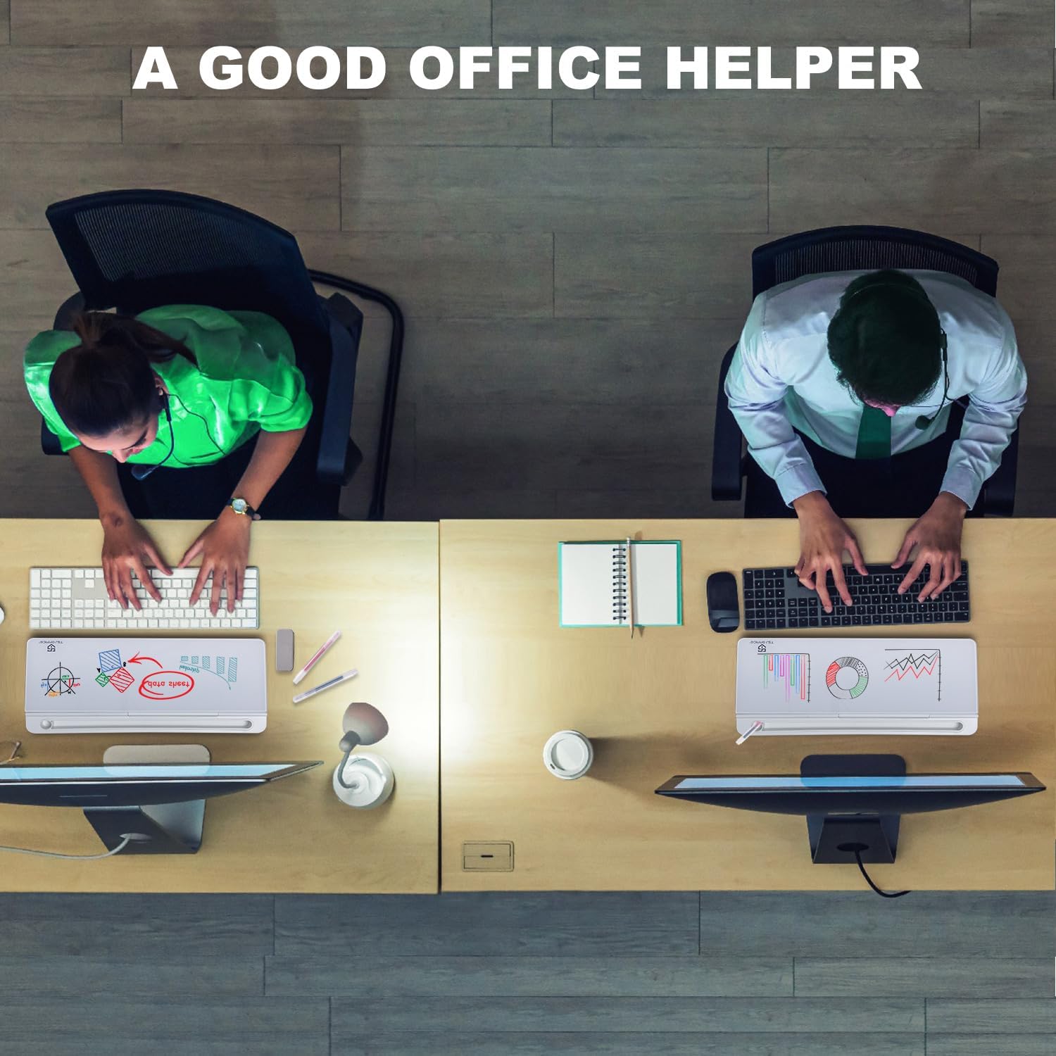 Small Glass Desktop Whiteboard Dry-Erase-Board - Computer Keyboard Stand White Board Surface Pad with Drawer, Desk Organizers with Accessories for Office, Home, School Supplies - Image 6