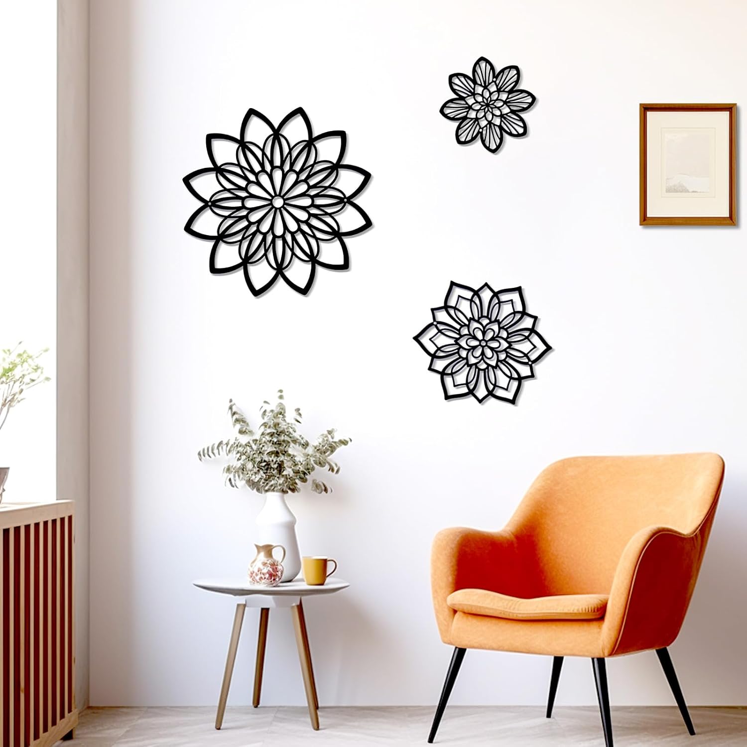 3 Pieces Metal Flowers Wall Decor, Black Wall Decors, Flower Art Wall Decor Farmhouse Wall Decoration Multiple Flowers Hanging Decor for Bathroom Living Room Garden Office (Black Elegant) - Image 8